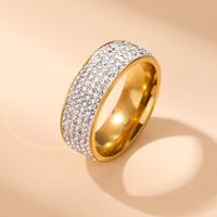 Modern Style Rhombus Stainless Steel Gold Plated Artificial Gemstones Rings In Bulk main image 5