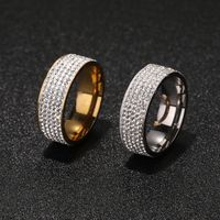 Modern Style Rhombus Stainless Steel Gold Plated Artificial Gemstones Rings In Bulk main image 1