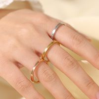 Simple Style Solid Color Stainless Steel Plating Gold Plated Rings main image 4