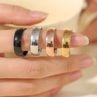 Hip-hop Retro Solid Color Stainless Steel Plating Gold Plated Rings main image 4