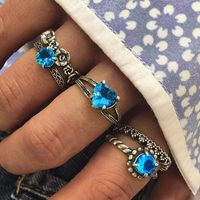 Retro Punk Animal Devil's Eye Heart Shape Alloy Plating Hollow Out Inlay Artificial Gemstones Artificial Diamond Opal Gold Plated Silver Plated Women's Open Ring Rings sku image 1