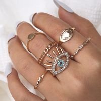Retro Punk Animal Devil's Eye Heart Shape Alloy Plating Hollow Out Inlay Artificial Gemstones Artificial Diamond Opal Gold Plated Silver Plated Women's Open Ring Rings sku image 3