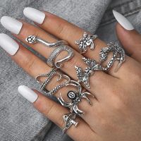 Retro Punk Animal Devil's Eye Heart Shape Alloy Plating Hollow Out Inlay Artificial Gemstones Artificial Diamond Opal Gold Plated Silver Plated Women's Open Ring Rings sku image 7