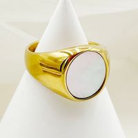 Casual Simple Style Round 14K Gold Plated Shell 304 Stainless Steel Wholesale Rings main image 1