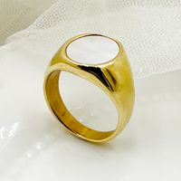 Casual Simple Style Round 14K Gold Plated Shell 304 Stainless Steel Wholesale Rings main image 5