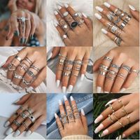 Casual Retro Punk Cross Heart Shape Horns Alloy Enamel Plating Inlay Artificial Gemstones Artificial Diamond Moonstone Gold Plated Silver Plated Women's Open Ring main image 1