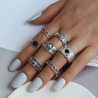 Casual Retro Punk Cross Heart Shape Horns Alloy Enamel Plating Inlay Artificial Gemstones Artificial Diamond Moonstone Gold Plated Silver Plated Women's Open Ring main image 2