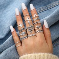 Casual Retro Punk Cross Heart Shape Horns Alloy Enamel Plating Inlay Artificial Gemstones Artificial Diamond Moonstone Gold Plated Silver Plated Women's Open Ring main image 10