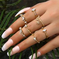 Casual Retro Punk Cross Heart Shape Horns Alloy Enamel Plating Inlay Artificial Gemstones Artificial Diamond Moonstone Gold Plated Silver Plated Women's Open Ring main image 9