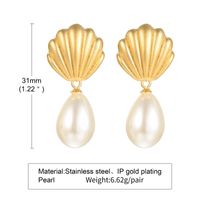 1 Pair INS Style Baroque Style Scallop Pearl Plating 304 Stainless Steel Drop Earrings main image 3