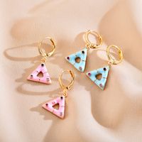 1 Pair Elegant Cute Triangle Copper Enamel Inlay Zircon Drop Earrings main image 7