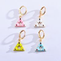 1 Pair Elegant Cute Triangle Copper Enamel Inlay Zircon Drop Earrings main image 4