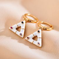 1 Pair Elegant Cute Triangle Copper Enamel Inlay Zircon Drop Earrings main image 2