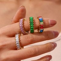 Vintage Style Simple Style Classic Style Color Block Stainless Steel Plating Inlay Zircon 18k Gold Plated Rings main image 2