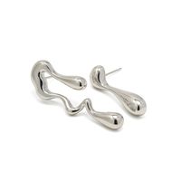 1 Pair Ins Style Cool Style Irregular Solid Color Asymmetrical Stainless Steel Ear Studs main image 2