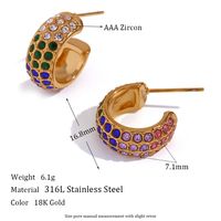 Vintage Style Simple Style Classic Style Color Block Stainless Steel Plating Inlay Zircon 18k Gold Plated Rings sku image 6