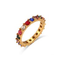 Vintage Style Simple Style Classic Style Color Block Stainless Steel Plating Inlay Zircon 18k Gold Plated Rings sku image 9