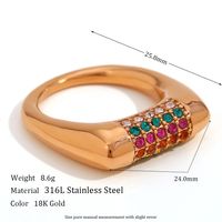 Vintage Style Simple Style Classic Style Color Block Stainless Steel Plating Inlay Zircon 18k Gold Plated Rings sku image 8