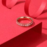 Casual Simple Style Round Stainless Steel Epoxy Plating Inlay Zircon Rings main image 3