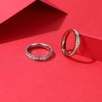 Casual Simple Style Round Stainless Steel Epoxy Plating Inlay Zircon Rings main image 1
