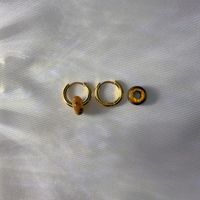 1 Pair Elegant Round Plating Stainless Steel Natural Stone 18k Gold Plated Earrings sku image 5
