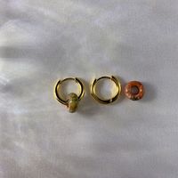 1 Pair Elegant Round Plating Stainless Steel Natural Stone 18k Gold Plated Earrings sku image 7