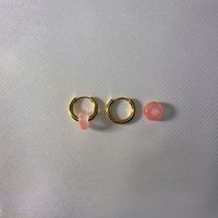 1 Pair Elegant Round Plating Stainless Steel Natural Stone 18k Gold Plated Earrings sku image 2