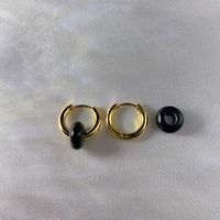 1 Pair Elegant Round Plating Stainless Steel Natural Stone 18k Gold Plated Earrings sku image 2