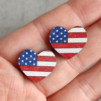 Original Design American Flag Wood Independence Day Women's Ear Studs main image 6