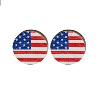 Original Design American Flag Wood Independence Day Women's Ear Studs main image 3
