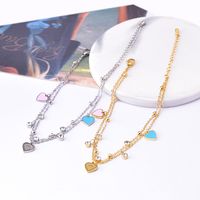 Simple Style Heart Shape 304 Stainless Steel Epoxy Plating Inlay Artificial Diamond 18K Gold Plated Women'S Anklet main image 1