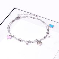 Simple Style Heart Shape 304 Stainless Steel Epoxy Plating Inlay Artificial Diamond 18K Gold Plated Women'S Anklet main image 3