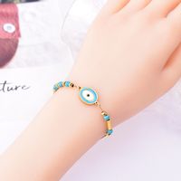 304 Stainless Steel 18K Gold Plated INS Style Casual Beaded Enamel Plating Oval Eye Bracelets Necklace main image 4