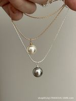 Ins-stil Einfacher Stil Runden Kupfer Künstliche Perlen Halskette Mit Anhänger In Masse sku image 3