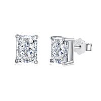 1 Pair Casual Simple Style Rectangle Sterling Silver Plating Inlay Zircon Ear Studs sku image 1
