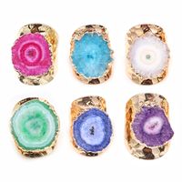 Elegant Lady Geometric Copper Inlay Natural Crystal Rings main image 1