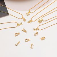 Wholesale INS Style Simple Style Letter Copper Plating Inlay 18K Gold Plated Zircon Necklace Pendant main image 7