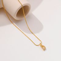 Wholesale INS Style Simple Style Letter Copper Plating Inlay 18K Gold Plated Zircon Necklace Pendant main image 4