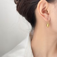 1 Pair Simple Style Solid Color Titanium Steel Plating 18k Gold Plated Drop Earrings main image 5