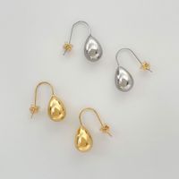 1 Pair Simple Style Solid Color Titanium Steel Plating 18k Gold Plated Drop Earrings main image 4