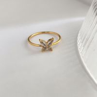 Simple Style Butterfly Stainless Steel Inlay Zircon Rings sku image 1