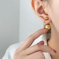 1 Pair Simple Style Solid Color Titanium Steel Plating 18k Gold Plated Drop Earrings main image 2
