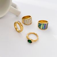 Simple Style Solid Color Titanium Steel Inlay Zircon Rings main image 5