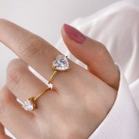 Ins Style Square Heart Shape Titanium Steel Plating Inlay Zircon Rings main image 4