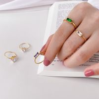 Ins Style Square Heart Shape Titanium Steel Plating Inlay Zircon Rings main image 1