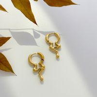 1 Paire Rétro Couleur Unie Acier Au Titane Placage Plaqué Or Des Boucles D'oreilles sku image 5