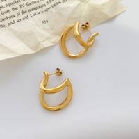 1 Pair Retro Solid Color Titanium Steel Plating Gold Plated Earrings sku image 4