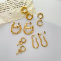 1 Pair Retro Solid Color Titanium Steel Plating Gold Plated Earrings main image 1