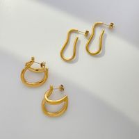 1 Pair Retro Solid Color Titanium Steel Plating Gold Plated Earrings main image 2