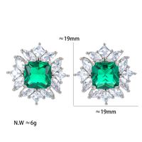 1 Pair Sweet Geometric Color Block Plating Inlay Copper Zircon Ear Studs main image 2